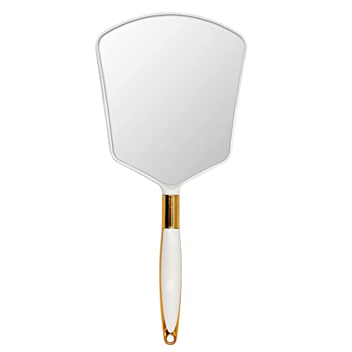 Hand Held Mirror with Handle 6x6.8 White