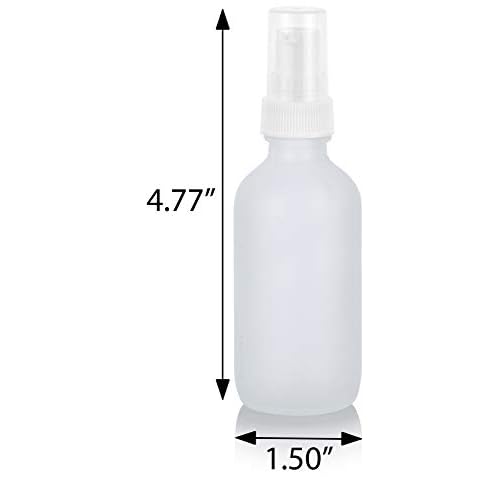 JUVITUS 2 oz Frosted Clear Glass Boston Round White Treatment Pump Bottle + Funnel (12 pack)