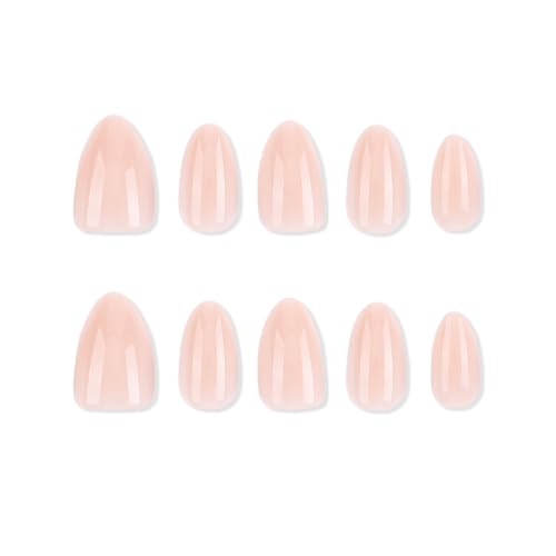 Medium Almond Press On Nails Nude Pink Glossy 24pc