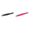 Tweezerman Stainless Steel Slant Tweezer - Eyebrow Tweezers for Women and Men (Black) & Stainless Steel Slant Tweezer - Eyebrow Tweezers for Women and Men (Neon Pink)