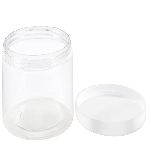 JEUIHAU 46 Pack 8 OZ Plastic Jars with Lids, Clear Empty Slime Storage Containers, Plastic Cosmetic Containers for Slime Making, Food, Beauty Products, BPA Free