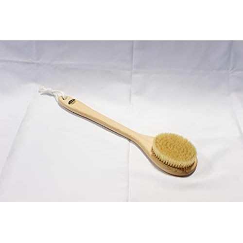 Body Brush, Long Handle 14 inches, Boar Bristles, Japanese Hinoki Tree Wooden Handle
