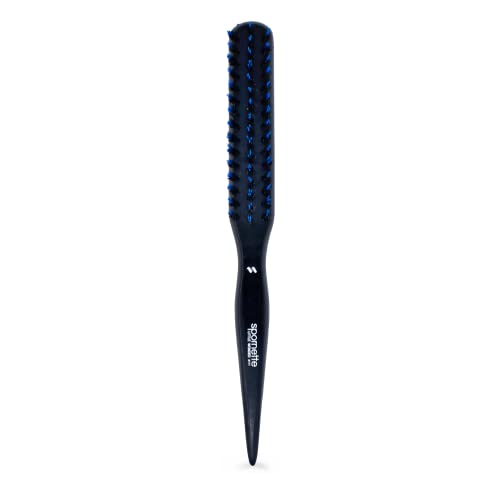 Spornette Boar Bristle Hair Brush for Women & Men - Little Wonder Small Teasing Brush - Create Slick Backs & Volume - Boar & Tourmaline Nylon Bristles for Back Brushing & Combing (Blue)