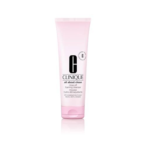 Clinique All About Clean Rinse-Off Foaming Face Wash | Face Cleanser With Hyaluronic Acid + Glycerin For Oily Skin Types | Dissolves Makeup + Sunscreen