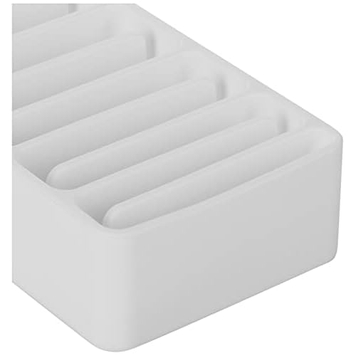 iDesign The Sarah Tanno Collection Silicone Cosmetic and Makeup Brush Holder with Multi-Sized Slots, White