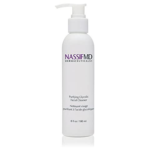NassifMD Glycolic Acid Face Wash, Hydrating Facial Cleanser, Anti aging Face Wash, Glycolic cleanser for Face for Wrinkles and Fine Lines, Evens Skin Tone, Glycolic Face Wash