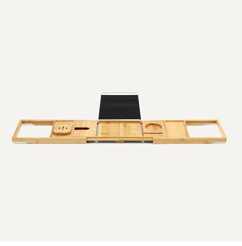 Bamboo Bathtub Caddy Tray, Expandable 29.5-43 Inches