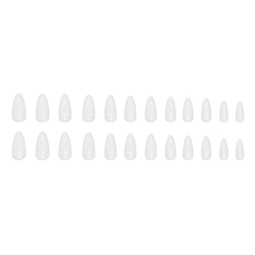 Press On Nails Almond Medium 24pc White Aurora Design