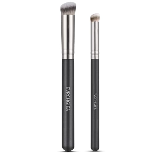 Angled Flat Concealer Brush Set - 2pcs Dense Under Eye & Contour Brushes - Variation 270+370