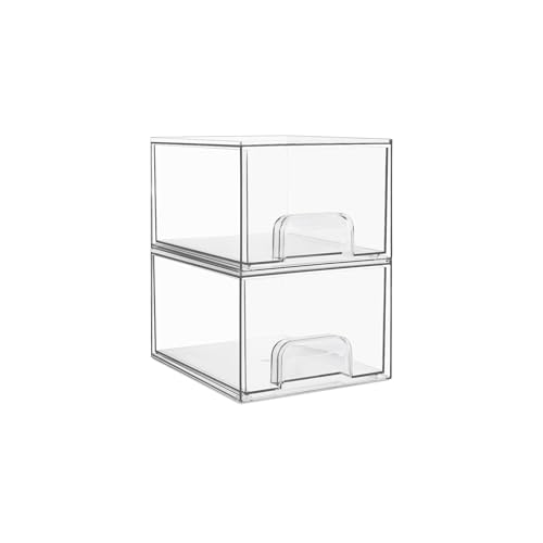 Vtopmart 2 Pack Stackable Acrylic Drawer Organizers – Clear Storage Bins