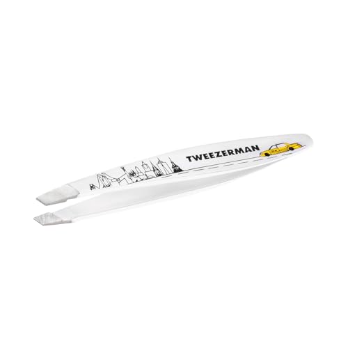 Tweezerman NYC Mini Slant Tweezer - Tweezers for Eyebrows, Travel Tweezers for Eyebrows, Facial Hair