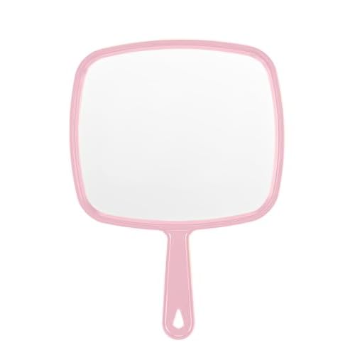 Extra Large Handheld Mirror£¬Hand Salon Mirror with Handle for Barbers, Hairdressing (Pink£¬12.4" Lx 9" W)