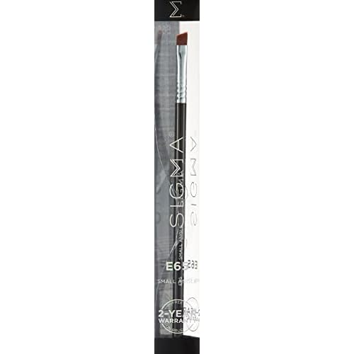 Sigma E65 - Small Angle Makeup Brush - Use for Winged Eyes or as Brow Brush - Precision Angled Brush for Gel or Powder Products - Create Precise Lines & Strokes - Chrome