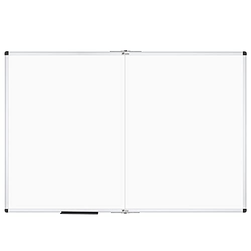 VIZ-PRO Large Dry Erase White Board/Magnetic Foldable Whiteboard, 72 X 48 Inches, Silver Aluminium Frame