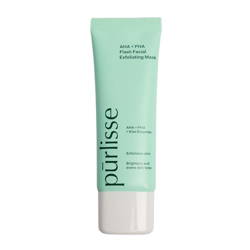 p?rlisse AHA & PHA Flash Facial Exfoliant - Gentle Brightening Mask to Help Gently Refine Texture, Clear Pores & Even Skin Tone - Enriched with Fruit Enzymes to Support Skin Barrier (1.7 oz)