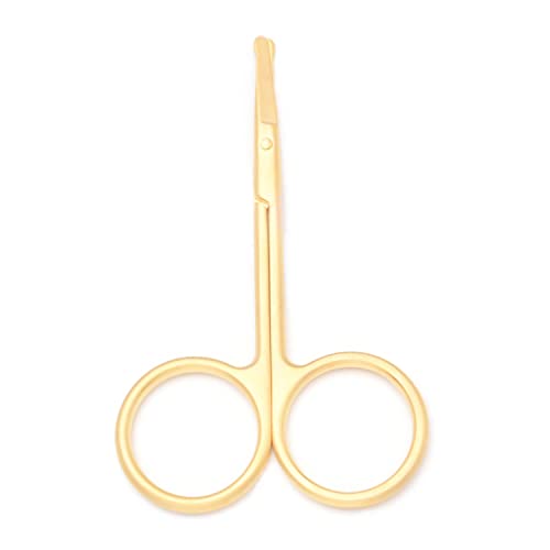 Nose Hair Trimmer Scissors-3.4' Round Tip Scissors For Ear Eyebrow Beard Mustache Trimming - Multi Purpose Round Personal Beauty Hair Care Tool For Men Women And Baby (Golden)