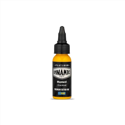 Dynamic Color Co - Platinum Collection Mustard Yellow Tattoo Ink, Reach Compliant Premium Tattoo Ink, Safe for European Regulations, Made in Spain, (1 oz Bottle)