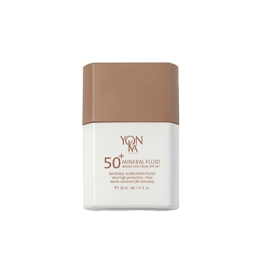 YONKA PARIS SPF 50 Mineral Fluid | Weightless Sheer Sunscreen No White Cast | 100% Non Nano Zinc Oxide Niacinamide | Fragrance Free Water Resistant | Daily Facial Sun Protection
