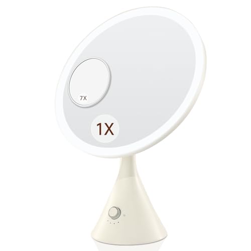 Lighted Makeup Mirror with Magnification Electric Plug in, 7X Magnifying Lighted Vanity Makeup Mirror with Led Lights