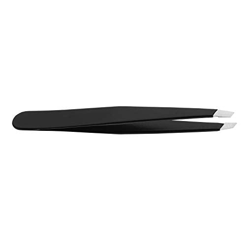 Eyebrow Tweezers Stainless Steel Slanted Tip Facial Hair Removal Tweezers - Black - Variation 1