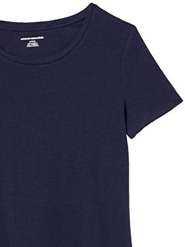 Amazon Essentials Women's Classic-Fit Short-Sleeve Crewneck T-Shirt, Pack of 2, Navy/White, X-Small