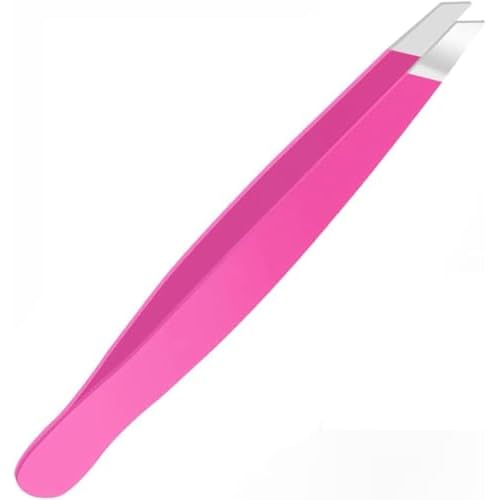 Tweezers for Eyebrows - Slant Tip Professional Stainless Steel Eyebrow Tweezers for Women & Men - Great Precision on Brow, Facial Hair & Ingrown Hair