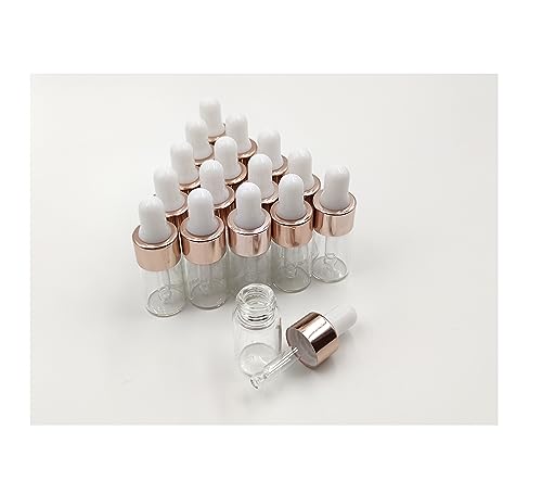 15-Pack 3ml Glass Dropper Bottles with Rose Gold Caps