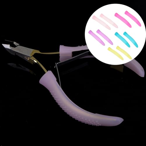 Mipcase Anti-Slip Handle Covers for Nail Cuticle Scissors 5 Pairs Silicone Sleeves for Manicure Pedicure Tools Nail Art Accessories