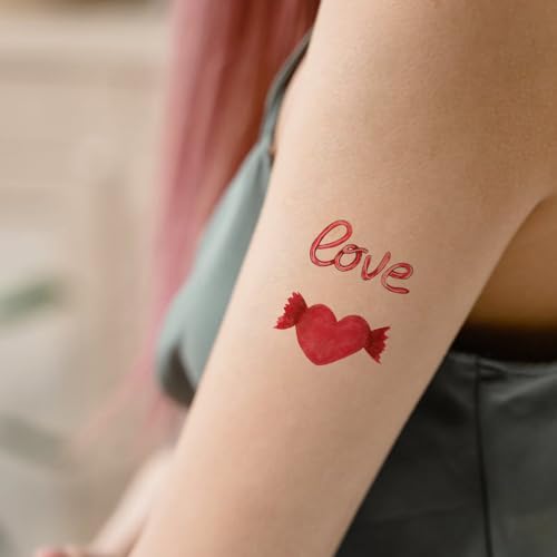 Valentine's Watercolor Temporary Tattoos - 12 Sheets