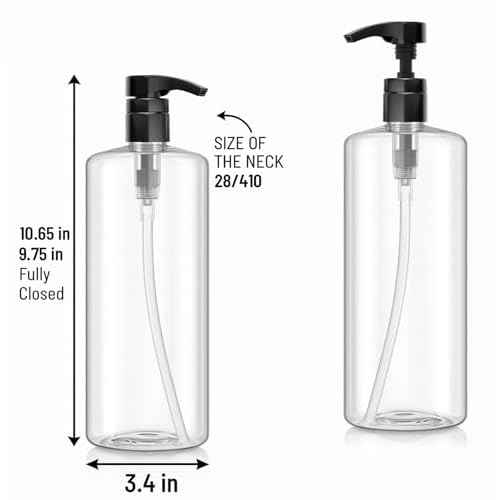 Bar5F Pump Bottle 32-Ounce 1-Liter Empty for Shampoo Conditioner Body Wash Lotion BPA-Free Crystal-Clear (Pack of 1)