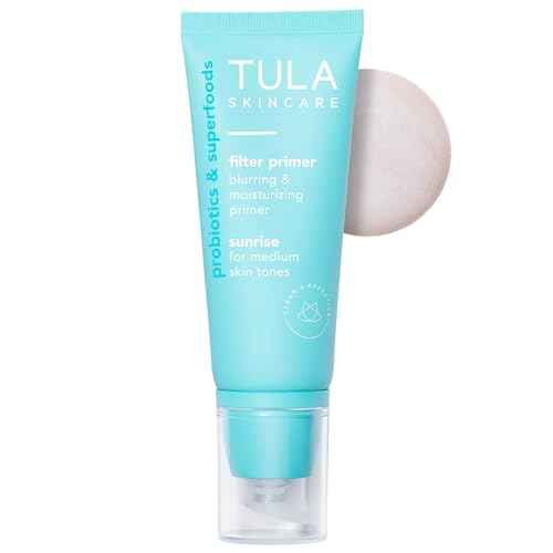 TULA Skin Care Face Filter Blurring and Moisturizing Primer - Sunrise, Evens the Appearance of Skin Tone & Redness, Hydrates & Improves Makeup Wear, 1fl oz