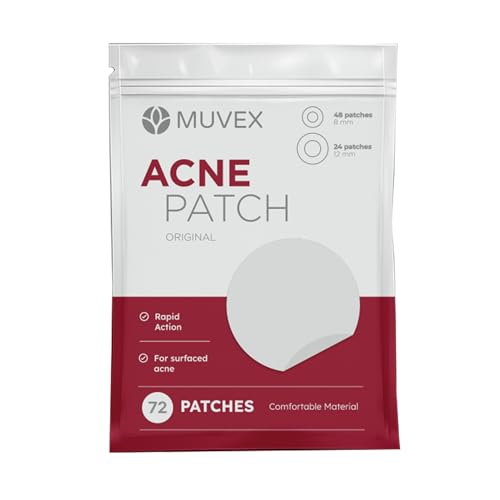 Muvex Acne Patches - Hydrocolloid Pimple Treatment, 72 Count
