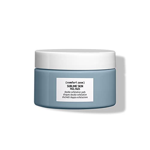 [ comfort zone ] Sublime Skin Peel Pads, Exfoliating Face Wipes, Brightens, Smooths Texture, Double Action, Fragrance Free, Clean Beauty, Glycolic, Lactic, Citric Acids, 28 Count