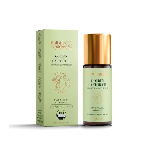 Organic Golden Castor Oil Roll-On with Rose Quartz – 1.7 fl oz