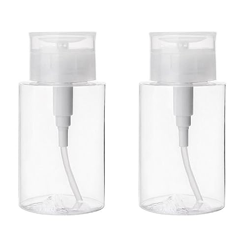 minkissy 2 Pack 3.4Oz Leakproof Petg Press Pump Dispenser Bottles Refillable Travel Containers for Micellar Water Makeup Remover Nail Polish Remover