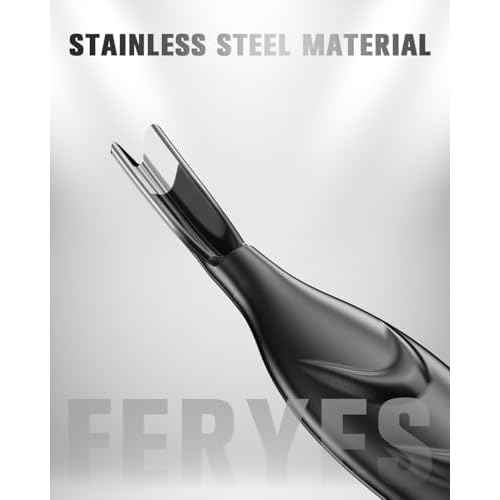 FERYES Cuticle Pusher with Fork, 2-in-1 Cuticle Trimmer Nail Care Tool, Stainless Steel Cuticle Remover Tool for Manicures and Pedicures -Black