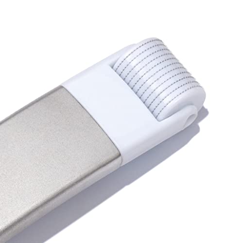 StackedSkincare Microneedling Skin Refining Tool with Replaceable 0.2mm Roller Head ? Cosmetic Microneedling for Daily Use ? Aluminum Handle for Smoother-Looking, Even Skin
