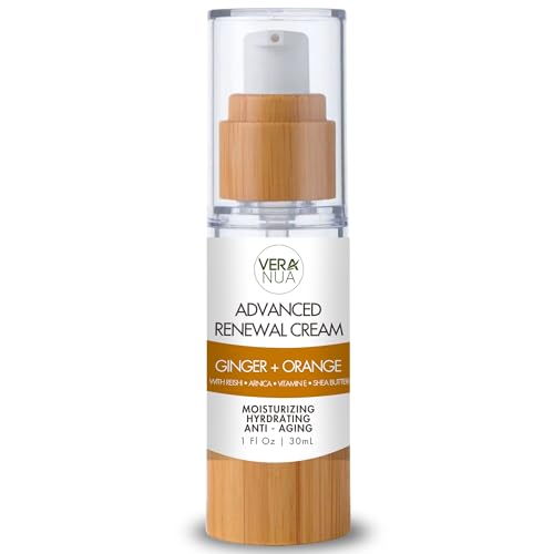 Ginger Orange Moisturizer Face Cream - With Reishi Mushroom, Arnica, Jojoba, Vitamin E, Shea Butter, Rose Water, and Arrowroot - Moisturizing, Anti Aging, and Hydrating