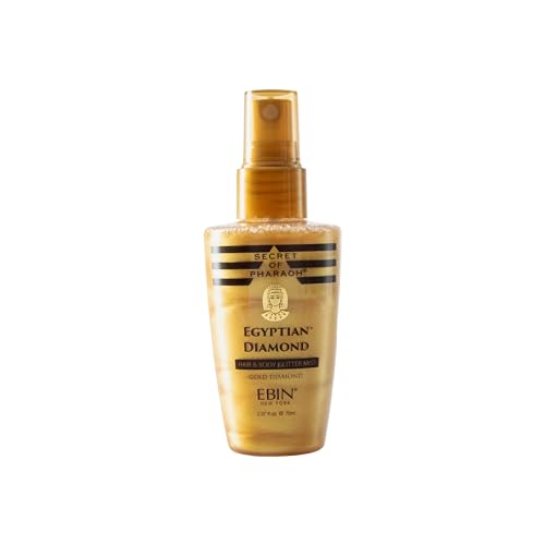 EBIN NEW YORK Egyptian Diamond Hair, Face & Body Glitter Mist - Gold 2.37oz | Quick-Drying, Long-Lasting Shiny Spray for Clothes, Rave, Festival, Travel Essentials | TikTok Trend Items
