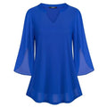 VALOLIA Women's 3/4 Sleeve Floral Tunic Tops V Neck Double Layers Loose Fit Mesh Blouses Shirt