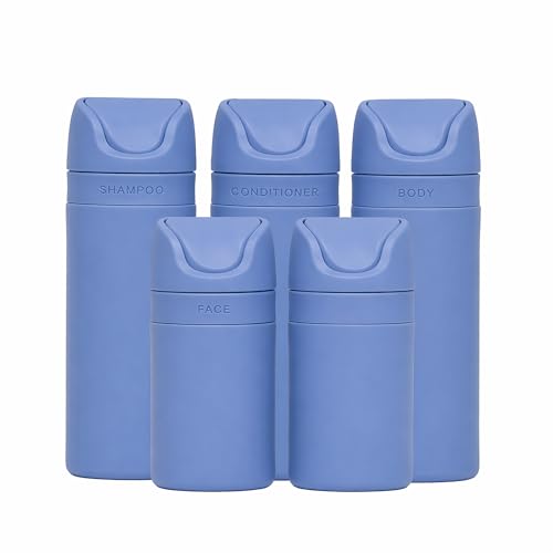 Runaway Blue 5 Pack Travel Bottles TSA-Approved Leak-Proof Toiletry Containers