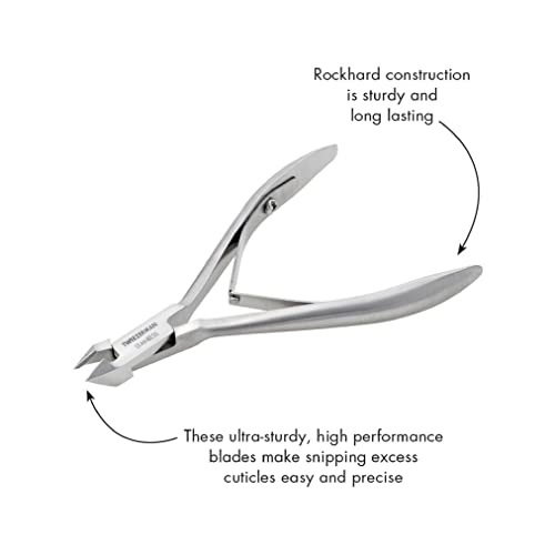 Tweezerman Rockhard Cuticle Nipper - 1/2 Jaw Stainless Steel Precision Trimmer