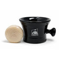 G.B.S GENTS Heavy Duty Black Ceramic Shaving Bowl, Mug with Natural Shave Soap ? for use with up to 3¡± Shaving Soaps and Lathering Shave Cream Cup ? Pommel Handle (Black)