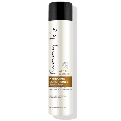Sunny Isle Argan and Biotin Hydrating Conditioner - Collagen, Almond, Jamaican Black Castor Oil - 10.1 oz