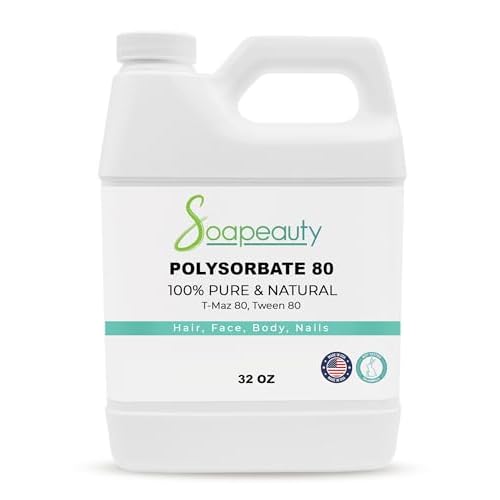 Soapeauty POLYSORBATE 80, T-MAZ 80, TWEEN 80 | 100% Pure Cosmetic Grade Solubilizer Surfactant & Emulsifier | 32 Oz