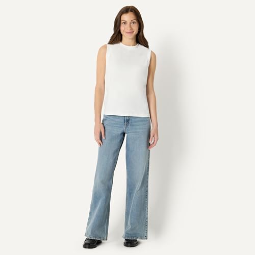 Amazon Essentials Women's Relaxed Cotton Muscle Tee - Medium White