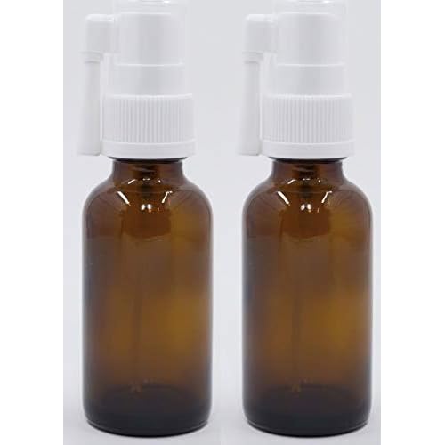 Snoot! Amber Glass 30ml (1oz) Bottle with Oral/Throat/Ear Sprayers for Colloidal Silver and Essential Oil - Empty 6-Pack