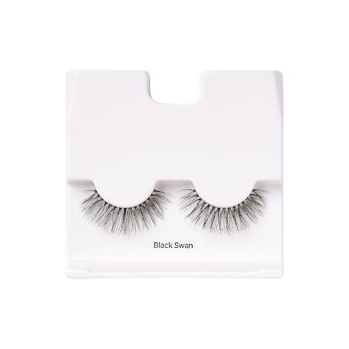 KISS Lash Couture LuXtensions Collection False Eyelashes, Flat Lash Technology, Super Slim Lash Band, Real Lash Extension Fibers, Reusable, Style ¡®Black Swan', 12mm, 1 Pair Strip Lashes