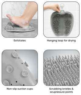 ZENVY Foot Bath Tub and Silicone Foot Scrubber Massage Mat Set for Soothing at-Home Relaxation (Foot Bath & Scrubber Mat)