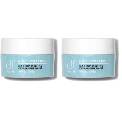 e.l.f. SKIN Mini Holy Hydration! Makeup Melting Cleansing Balm,Face Cleanser & Makeup Remover,Infused with Hyaluronic Acid to Hydrate Skin,0.45 Oz,(Pack of 2)